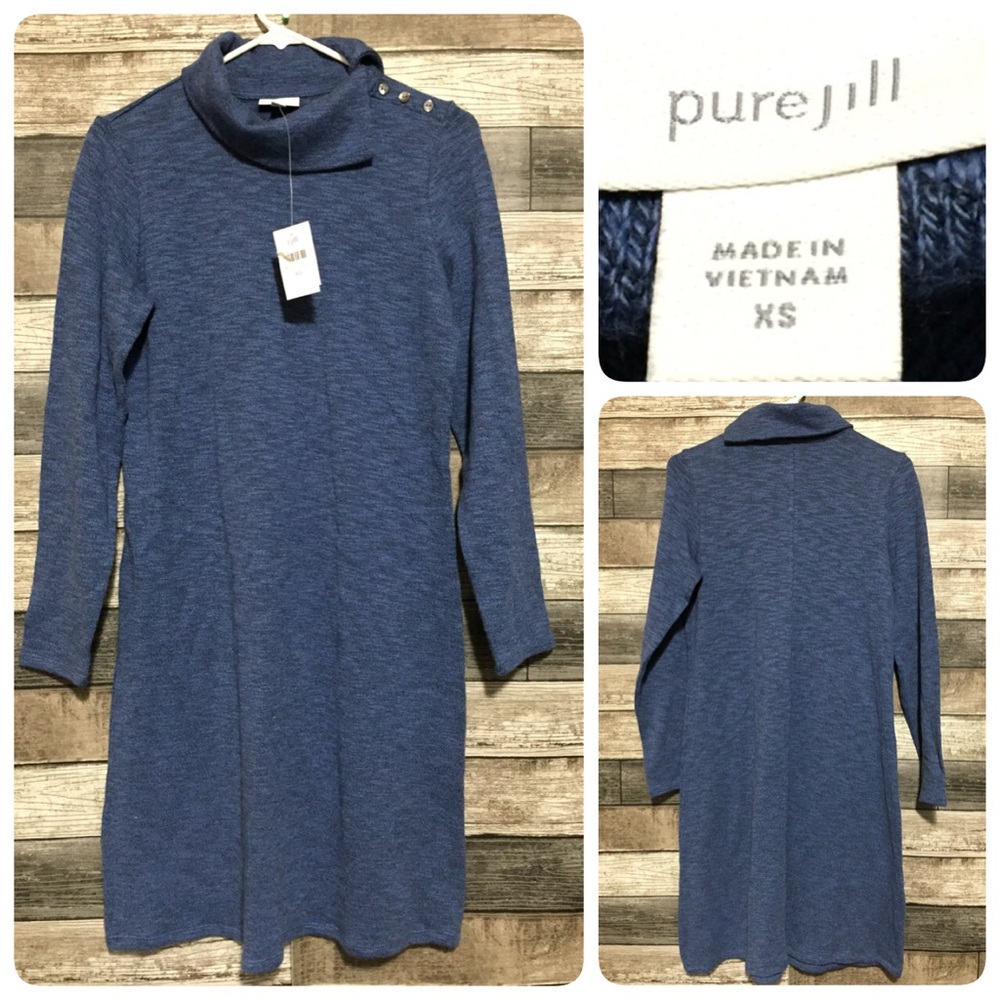 J Jill Pure Jill Sweater Dress Women’s XS Blue Cotton Blend